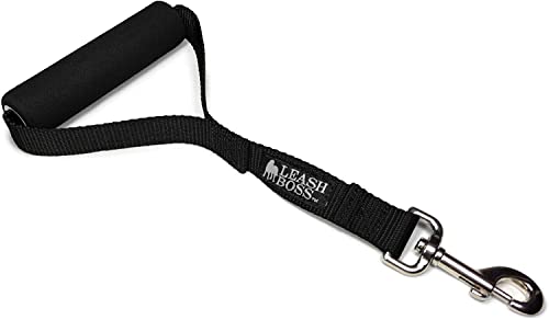 Leashboss Traffic Handler – 30,5 cm – Kurze Hundeleine für große Hunde mit gepolstertem Griff – Service, Training oder Gehhilfe (30,5 cm, schwarz) von Leash Boss