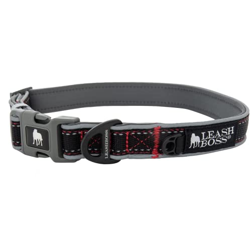 Leashboss Verstellbares Reflektierendes Hundehalsband mit SchnellverschlussSchnalle und reflektierenden Paspeln und Fäden für kleine, mittlere und große Hunde (Groß Schwarz 41,963,5 cm Hals x 2,5 Leashboss Verstellbares Reflektierendes Hundehalsband mit SchnellverschlussSchnalle und reflektierenden Paspeln und Fäden für kleine, mittlere und große Hunde (Groß Schwarz 41,963,5 cm Hals x 2,5 von Leash Boss