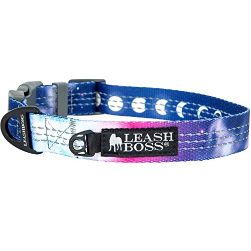 Leashboss gemustertes reflektierendes Hundehalsband, Muster-Kollektion, buntes Hundehalsband mit DREI Reflektionsfäden für kleine, mittelgroße und große Hunde, Medium (13.5-19.5" Neck x 1" Wide) von Leash Boss
