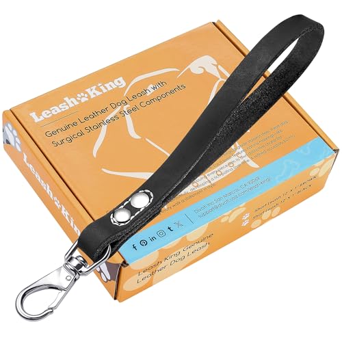 Leash King Hundeleine aus echtem Leder, 1,8 m x 1,9 cm, weich, stark, strapazierfähig für große und mittelgroße Rassen, Hundeleine zum Gehen, Training, Wandern und Laufen, Schwarz Leash King Hundeleine aus echtem Leder, 1,8 m x 1,9 cm, weich, stark, strapazierfähig für große und mittelgroße Rassen, Hundeleine zum Gehen, Training, Wandern und Laufen, Schwarz von Leash King
