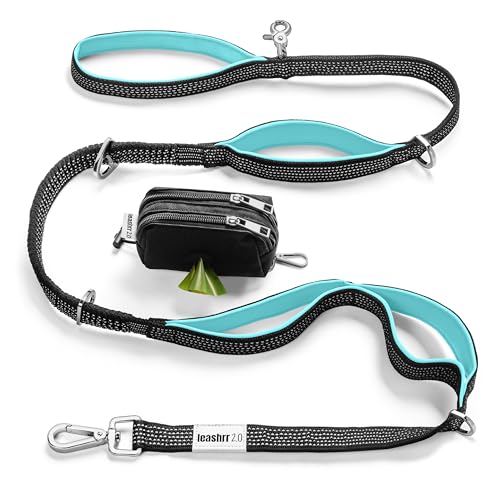 Leashrr 2.0 Hundeleine ohne Ziehen, strapazierfähig, 1,8 m, freihändig, Taille, Training, Bungee, 4 gepolsterte Griffe, Kotbeutelhalter, Leckerlibeutel, starker Karabiner, reflektierend, große Rassen, Leashrr 2.0 Hundeleine ohne Ziehen, strapazierfähig, 1,8 m, freihändig, Taille, Training, Bungee, 4 gepolsterte Griffe, Kotbeutelhalter, Leckerlibeutel, starker Karabiner, reflektierend, große Rassen, von Leashrr 2.0