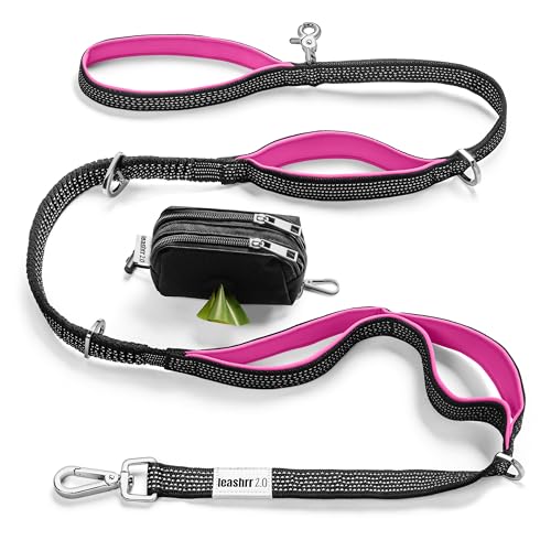 Leashrr 2.0 Hundeleine ohne Ziehen, strapazierfähig, 1,8 m, freihändig, Taille, Training, Bungee, 4 gepolsterte Griffe, Kotbeutelhalter, Leckerlibeutel, starker Karabiner-Clip, reflektierend, große Leashrr 2.0 Hundeleine ohne Ziehen, strapazierfähig, 1,8 m, freihändig, Taille, Training, Bungee, 4 gepolsterte Griffe, Kotbeutelhalter, Leckerlibeutel, starker Karabiner-Clip, reflektierend, große von Leashrr 2.0