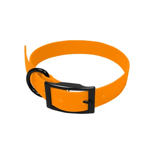 Canicrafter Hundehalsband – doppelte Schnalle Stahl schwarz – (2,5 x 60 cm, Orange) von Leathercrafter Europe