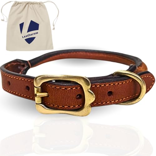 Leatherow Hundehalsband, Leder, rund, Größe M, Hellbraun von Leatherow