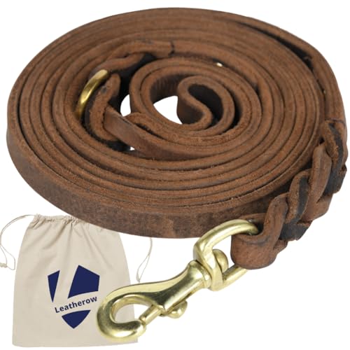 Leder-Hundeleine, 60 cm lang x 1,27 cm breit, robust, geflochtenes Echtleder, weiche und bequeme Lederleine für große Hunde, mittelgroße und kleine Hunde, Braun Leder-Hundeleine, 60 cm lang x 1,27 cm breit, robust, geflochtenes Echtleder, weiche und bequeme Lederleine für große Hunde, mittelgroße und kleine Hunde, Braun von Leatherow