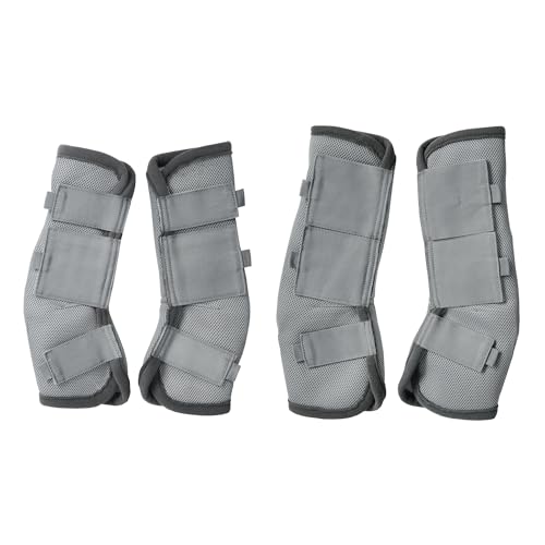 Leberna Fliegengamaschen für Pferde, atmungsaktiv, bequem, Netzstoff, reduziert Stomping, Hufbelastung und Ermüdung der Beine, Grau, 4 Stück von Leberna