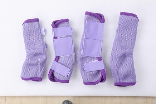 Leberna Fliegengamaschen für Pferde, atmungsaktiv, bequem, Netzstoff, reduziert Stomping, Hufbelastung und Ermüdung der Beine, Lila, Pony, 4 Stück von Leberna
