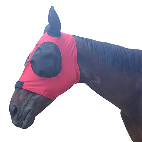 Leberna Fliegenmaske für Pferde, Netzstoff, mit Ohren, weiches Lycra-Mesh-Maske, Anti-UV mit Ohren, Rot von Leberna