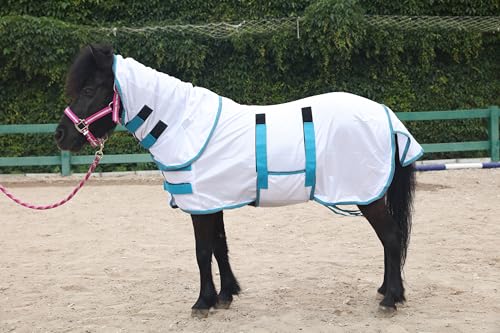 Leberna Mini-Pony Fliegendecke für Pferde, Miniatur-Entwöhnung, Esel, Pony, Pferd, Fohlen, Fliegen, Sommerdecke, Weiß, 90 cm von Leberna