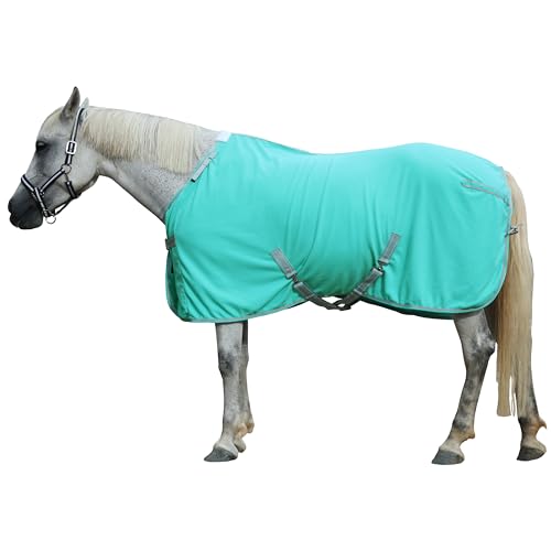 Leberna Polar-Fleece-Pferde-Kühldecke – leicht, bequem, atmungsaktiv, feuchtigkeitsableitend, kühlend mit Standard-Hals für nach dem Training, Reisen für Pferde (Minzgrün, 2,1 m) von Leberna