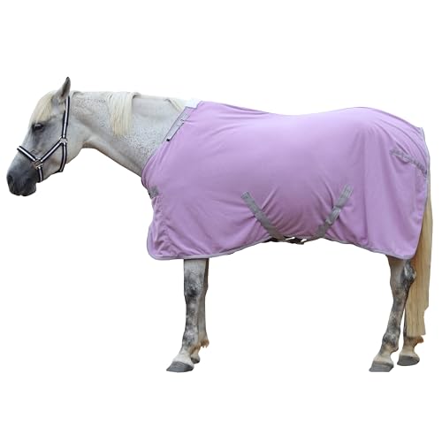 Leberna Polar-Fleece-Pferde-Kühldecke – leicht, bequem, atmungsaktiv, feuchtigkeitsableitend, kühlend mit Standard-Hals für nach dem Training, Reisen für Pferde (Violett, 1,52 m) von Leberna