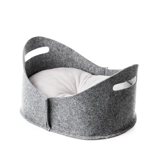 Lebon - Filzbett Oval mit Kissen | 57x42x32 cm | Für kleine Hunde oder Katzen | Tolle Qualtität und Optik | Grau | Kuschelweiches Kissen Lebon - Filzbett Oval mit Kissen | 57x42x32 cm | Für kleine Hunde oder Katzen | Tolle Qualtität und Optik | Grau | Kuschelweiches Kissen von Lebon