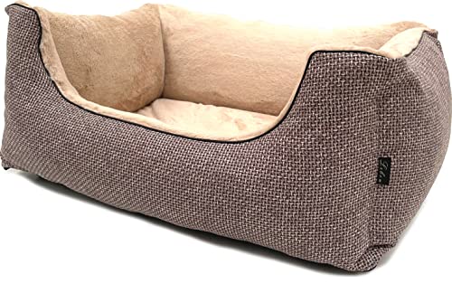 Lebon - Hundebett Louis PLUS - 3 Größen - 80cm, 100cm und 120cm - Orthopädisch - Hochwertig und MADE in EU - 3 Farben - 3 Größen - Kuschlweich - Hoher Rand - Waschbar - Bester Liegekomfort (XL, Braun) von Lebon