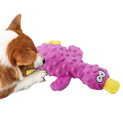 Enten-Hundespielzeug, Haustierspielzeug for Welpen – gefülltes weiches süßes Enten-interaktives ausgestopftes Kauspielzeug for kleine mittelgroße Hunde, Welpenbisstraining, Zahnen ( Color : Purple ) von LecMy