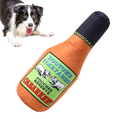 LecMy Beißspielzeug for Welpen – fülltes Weinflaschen-Kauspielzeug mit BB-Echolot, interaktives Beißspielzeug for Haustiere for Entspannen und Training, Hundezahnpuppen for Zuhause (Color : Orange) von LecMy