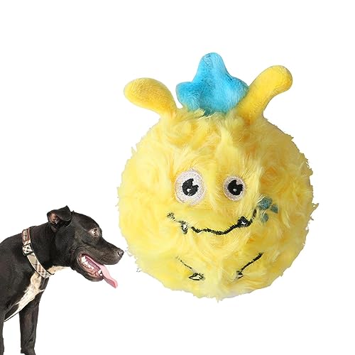 Plüsch-Quietschball-Hundespielzeug – 2-in-1-Plüsch-Interaktives Hundespielzeug | Stofftierball for Abbau von Stress und Unbehan, quietschender Plüschball-Hundespielzeug for kleine und mittelgroße Hund von LecMy