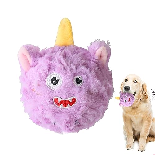 Plüsch-Quietschball-Hundespielzeug – 2-in-1-Plüsch-Interaktives Hundespielzeug | Stofftierball for Abbau von Stress und Unbehan, quietschender Plüschball-Hundespielzeug for kleine und mittelgroße Hund von LecMy