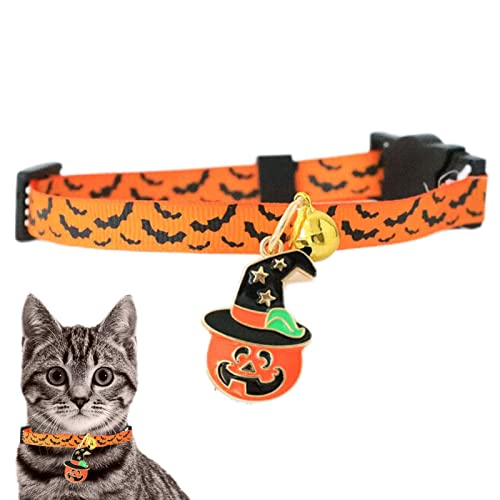 Halloween Pet Collar, Kitten Bell Collar, Pumpkin Ghost Bat Halloween Cat Pumpkin Necklace, Adjustable Safety Buckle Pet Necklace Collar, Halloween Pet Accessories For Cats And Small Medium Dogs von Lecerrot