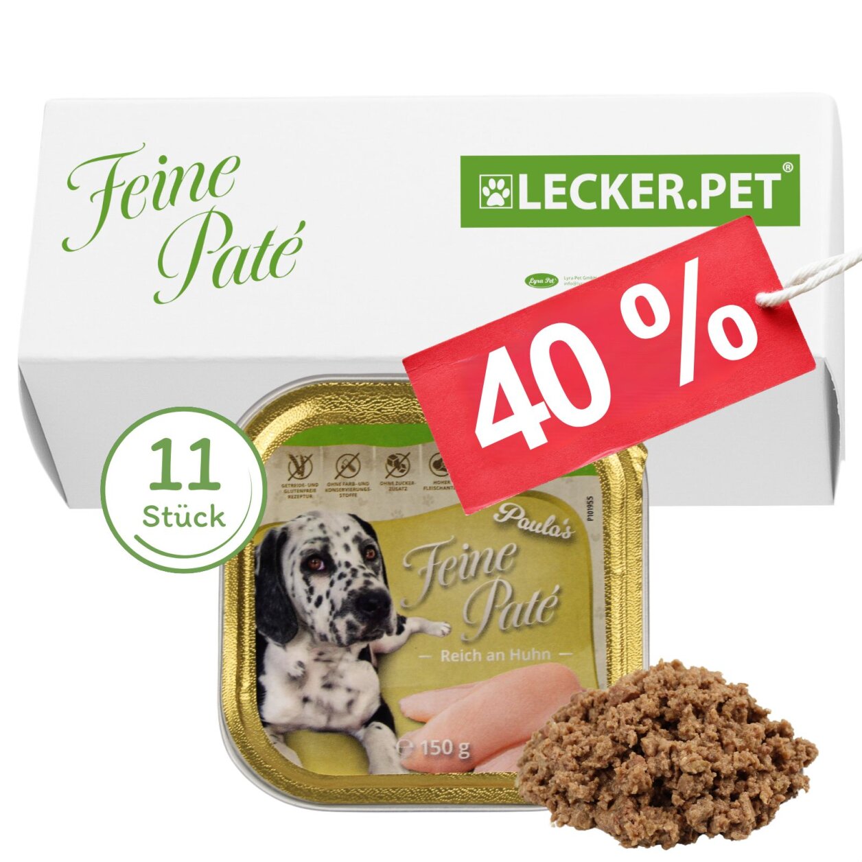 11 x 150 g Lecker.Pet® Paula's Feine Paté Reich an Huhn Hundefutter Nassfutter Vollnahrung von Lecker.Pet