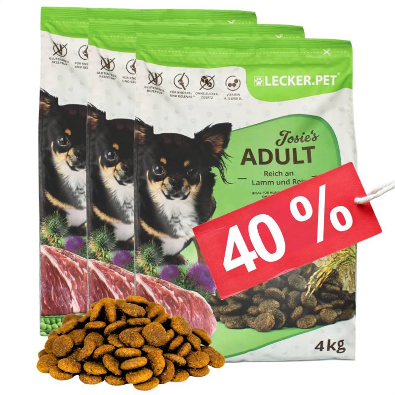 12 kg Lecker.Pet® Josie's Adult Lamm & Reis Hundefutter Trockenfutter Vollnahrung MHD 3/2026 von Lecker.Pet