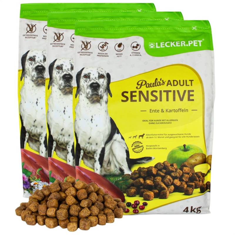 12 kg Lecker.Pet® Paula's Adult Sensitive Ente & Kartoffel Hundefutter Trockenfutter Vollnahrung von Lecker.Pet