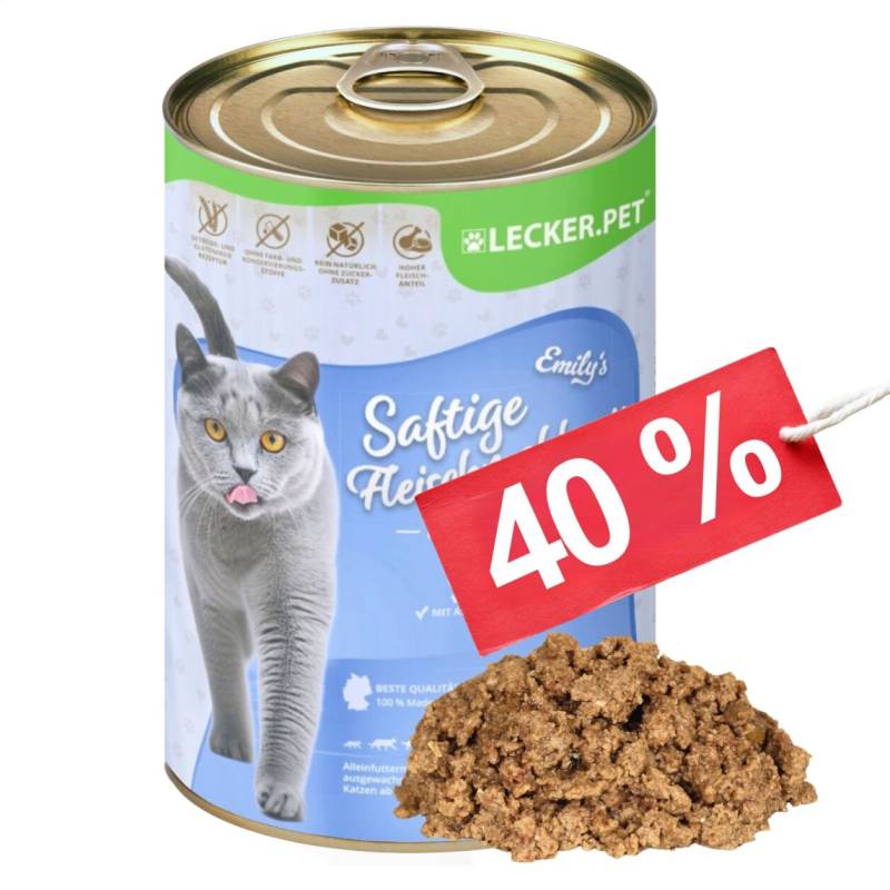12 x 400 g Lecker.Pet® Emily's Saftige Fleischmahlzeit mit Rind, Geflügel & Fisch Katzenfutter Nassfutter MHD 10/2026 von Lecker.Pet