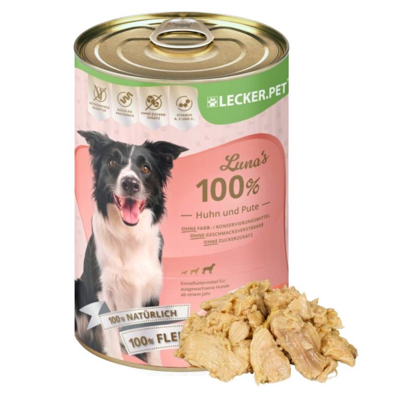 18 x 400 g Lecker.Pet® Luna's 100 % Huhn und Pute Hundefutter Nassfutter von Lecker.Pet