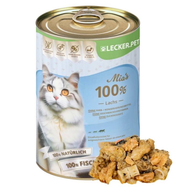 18 x 400 g Lecker.Pet® Mia's 100 % Lachs Katzenfutter Nassfutter von Lecker.Pet