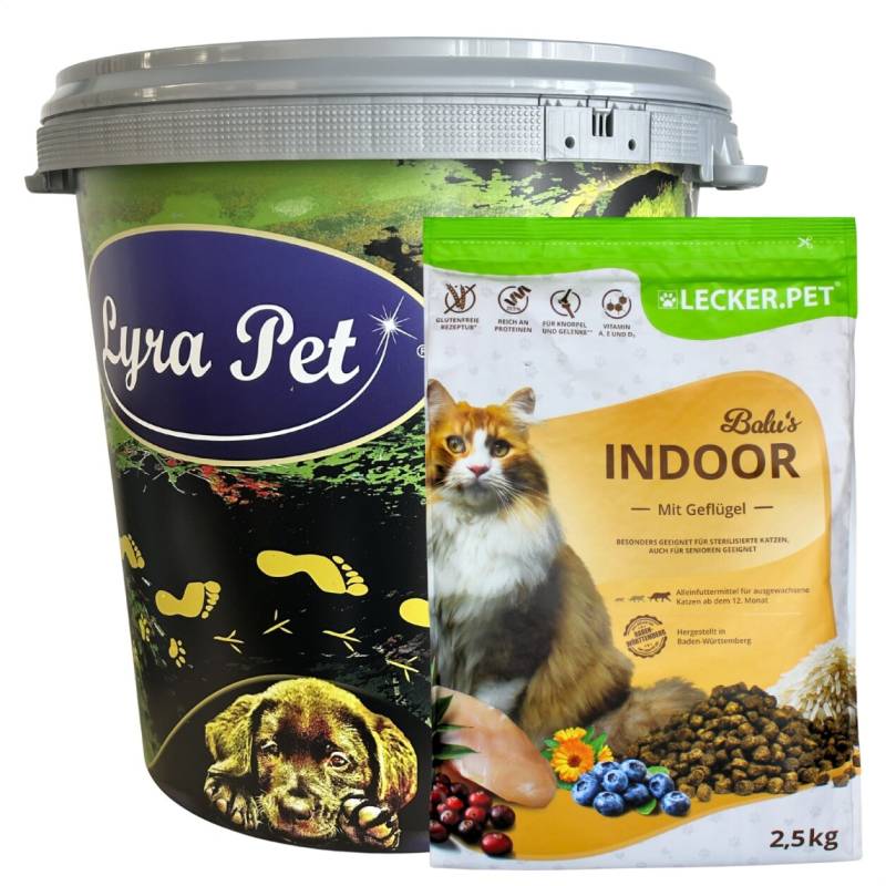 2,5 kg Lecker.Pet® Balu's Indoor Geflügel Katzenfutter Trockenfutter Vollnahrung in 30 L Tonne von Lecker.Pet