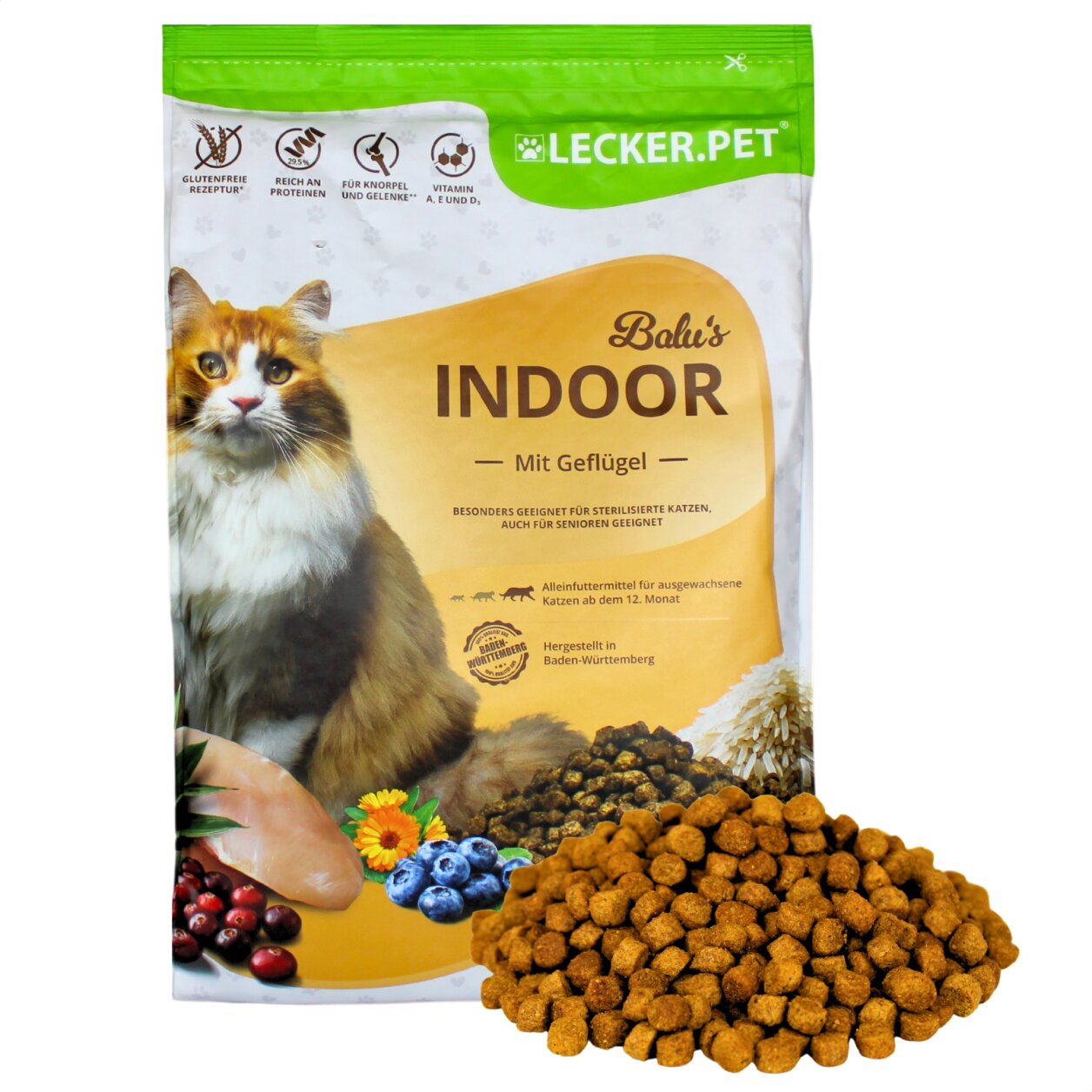 2,5 kg Lecker.Pet® Balu's Indoor Geflügel Katzenfutter Trockenfutter Vollnahrung von Lecker.Pet