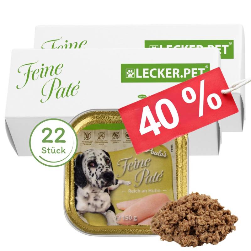 22 x 150 g Lecker.Pet® Paula's Feine Paté Reich an Huhn Hundefutter Nassfutter Vollnahrung von Lecker.Pet