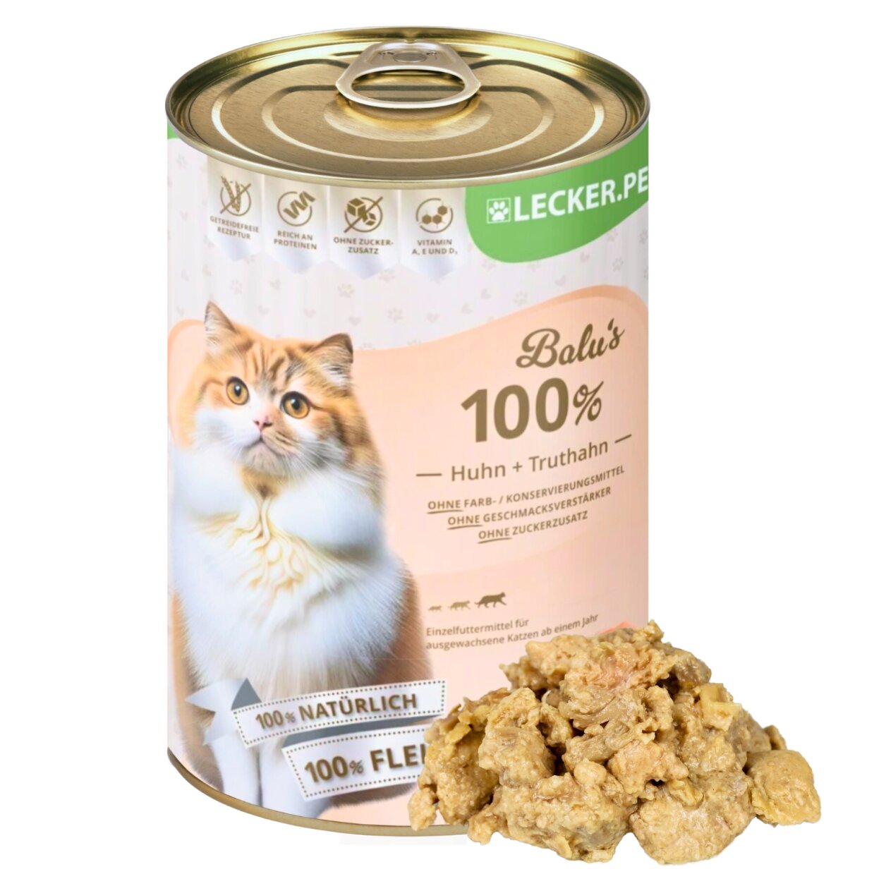 24 x 400 g Lecker.Pet® Balu's 100 % Huhn und Truthahn Katzenfutter Nassfutter von Lecker.Pet