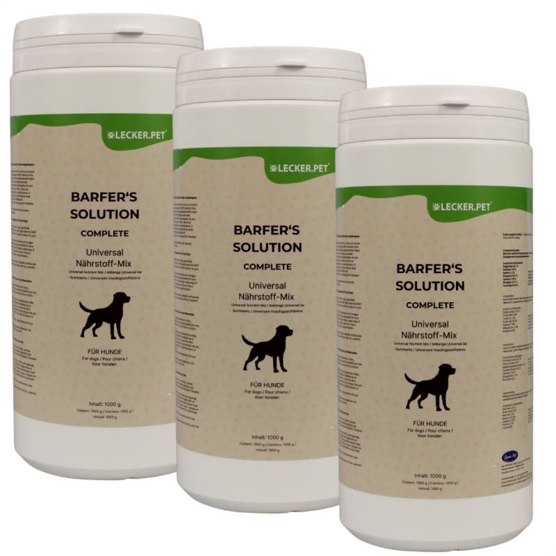 3 x 1 kg Lecker.Pet® Barfer's Solution Complete Universal Nährstoff Mix Pulver für Hunde von Lecker.Pet