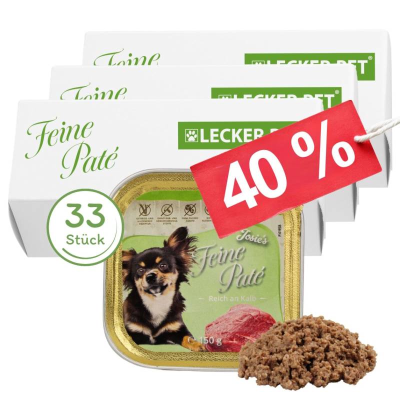 33 x 150 g Lecker.Pet® Josie's Feine Paté Reich an Kalb Hundefutter Nassfutter Vollnahrung von Lecker.Pet