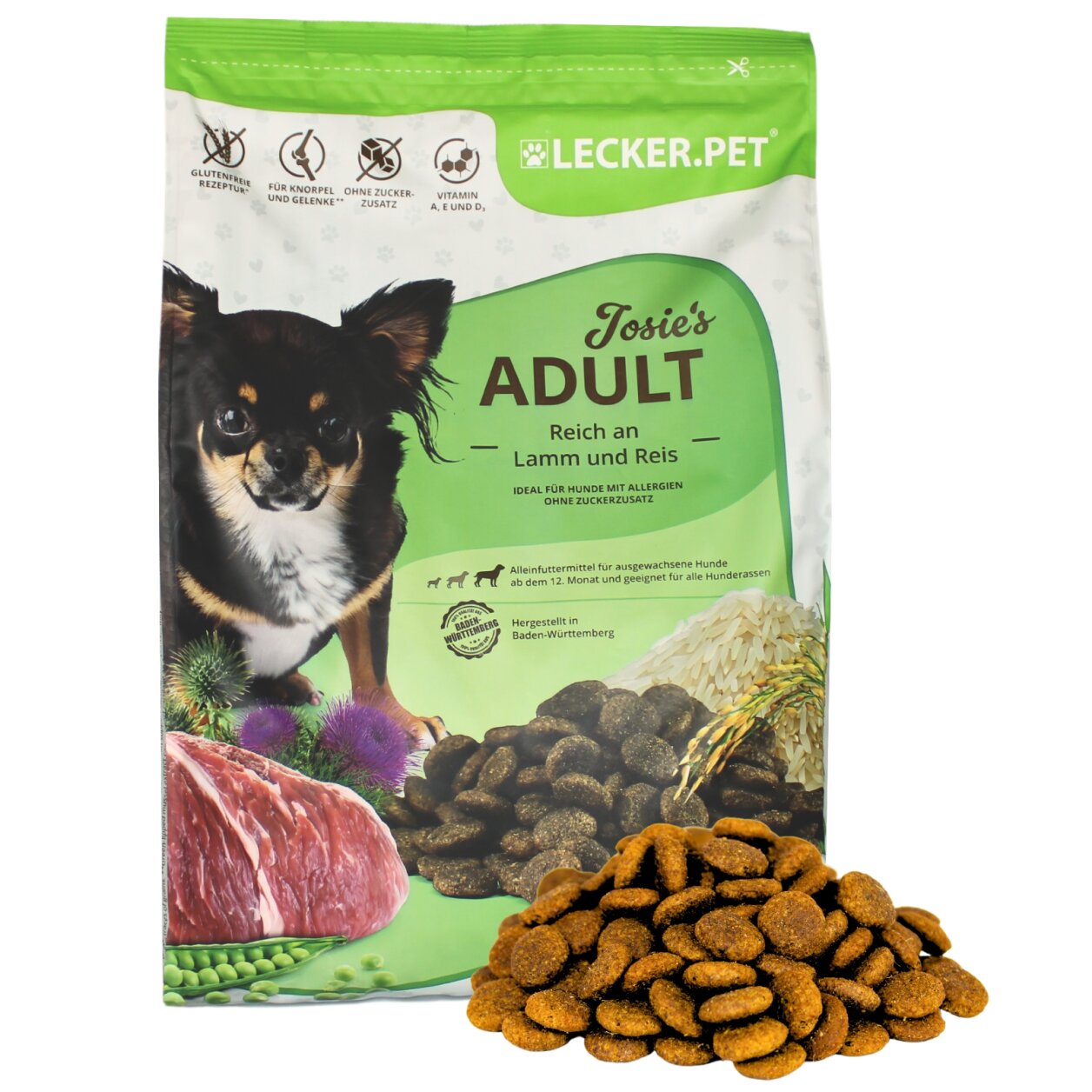4 kg Lecker.Pet® Josie's Adult Lamm & Reis Hundefutter Trockenfutter Vollnahrung von Lecker.Pet