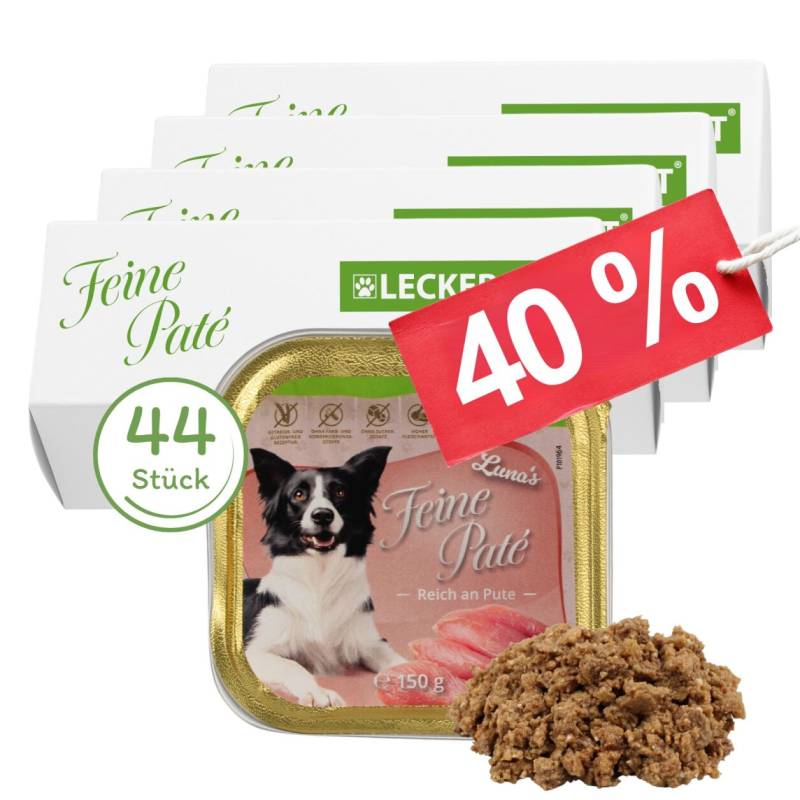 44 x 150 g Lecker.Pet® Luna's Feine Paté Reich an Pute Hundefutter Nassfutter Vollnahrung von Lecker.Pet