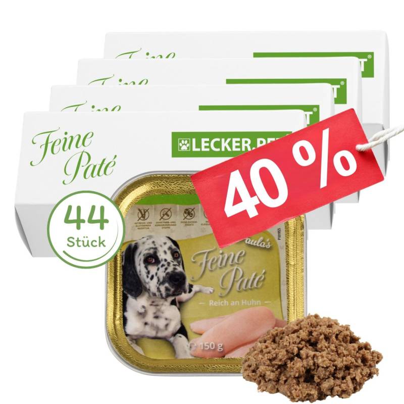 44 x 150 g Lecker.Pet® Paula's Feine Paté Reich an Huhn Hundefutter Nassfutter Vollnahrung von Lecker.Pet