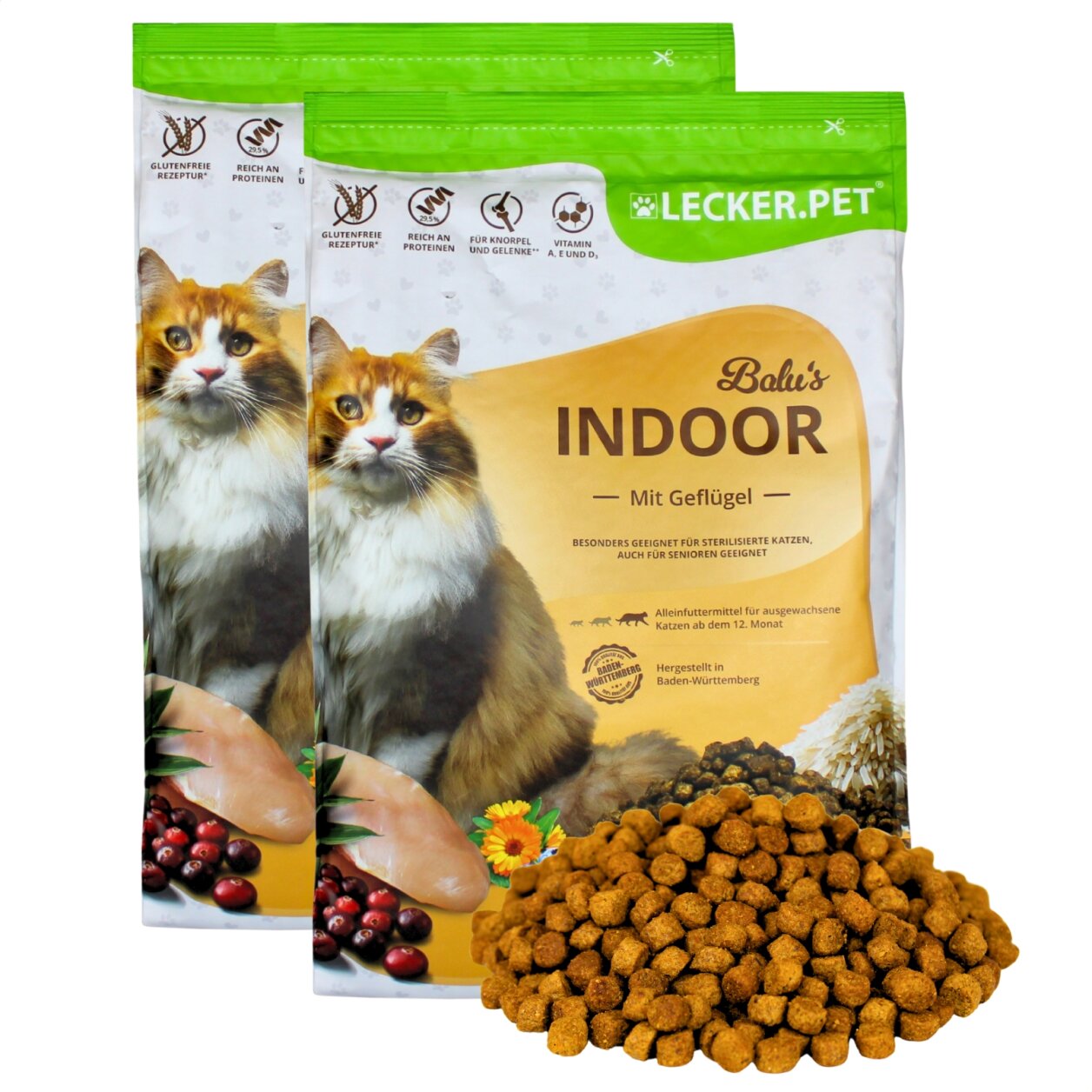 5 kg Lecker.Pet® Balu's Indoor Geflügel Katzenfutter Trockenfutter Vollnahrung von Lecker.Pet