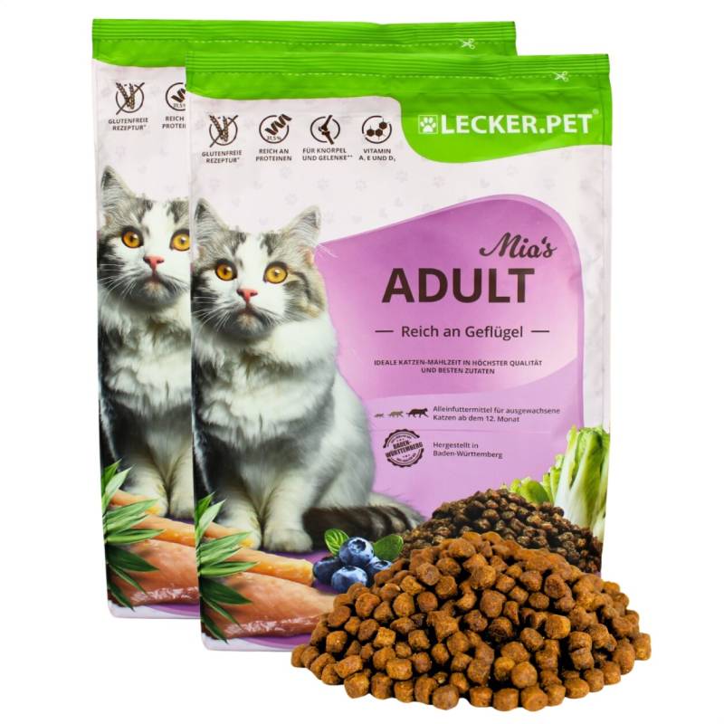 5 kg Lecker.Pet® Mia's Adult Herzhaftes Geflügel Katzenfutter Trockenfutter Vollnahrung von Lecker.Pet
