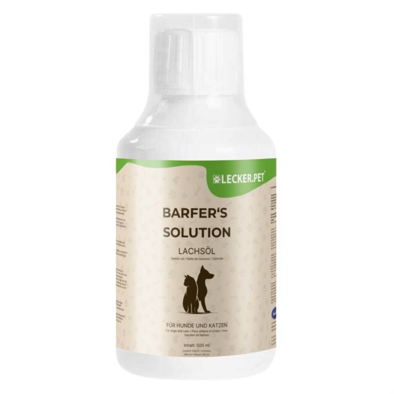 500 ml Lecker.Pet® Barfer's Solution 100 % Lachsöl für Hunde & Katzen von Lecker.Pet