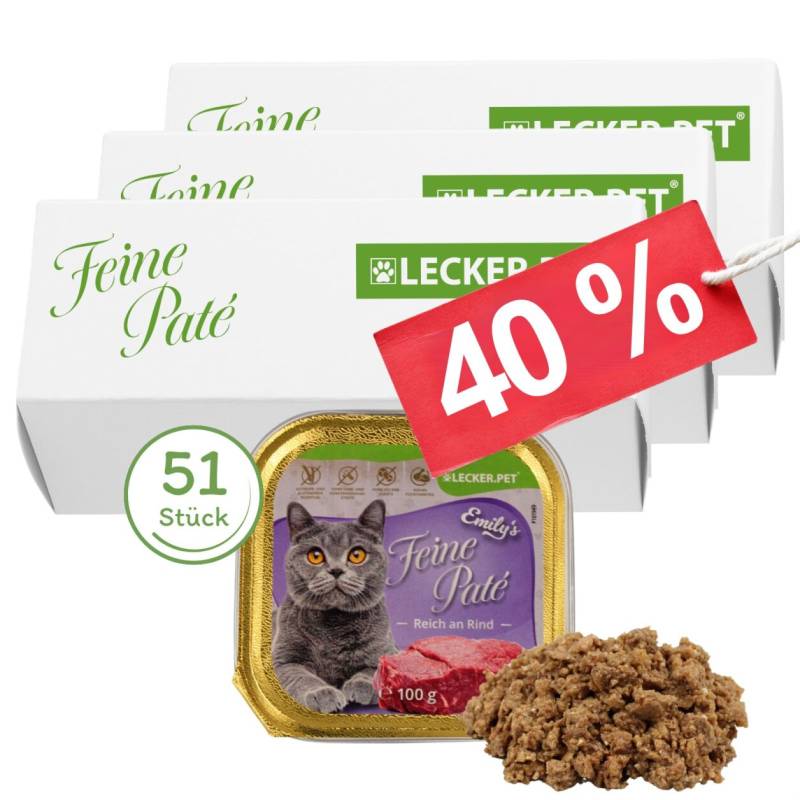51 x 100 g Lecker.Pet® Emily's Feine Paté Reich an Rind Katzenfutter Nassfutter Vollnahrung von Lecker.Pet