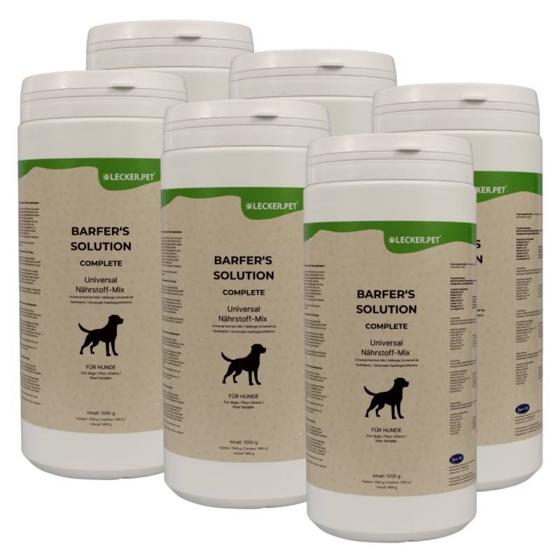 6 x 1 kg Lecker.Pet® Barfer's Solution Complete Universal Nährstoff Mix Pulver für Hunde von Lecker.Pet