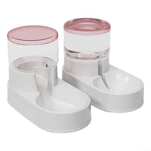 Innovative Futterstation für Haustiere, große Kapazität, automatischer Futterspender trifft auf stilvolles Trinkbrunnen-Design (Rosa) von Lecreatekit
