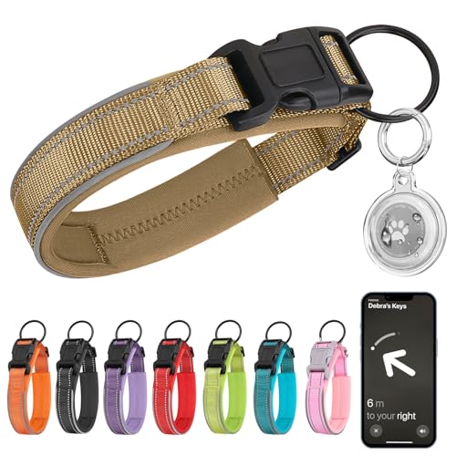 Ledeak Tactical Hundehalsband, Reflektierendes Hunde Halsband mit Hülle für Apple AirTag Anhänger, Verstellbares Welpenhalsband, Nylon Hundehalsband für Große Mittelgroße Kleine Hunde (Khaki, S) Ledeak Tactical Hundehalsband, Reflektierendes Hunde Halsband mit Hülle für Apple AirTag Anhänger, Verstellbares Welpenhalsband, Nylon Hundehalsband für Große Mittelgroße Kleine Hunde (Khaki, S) von Ledeak