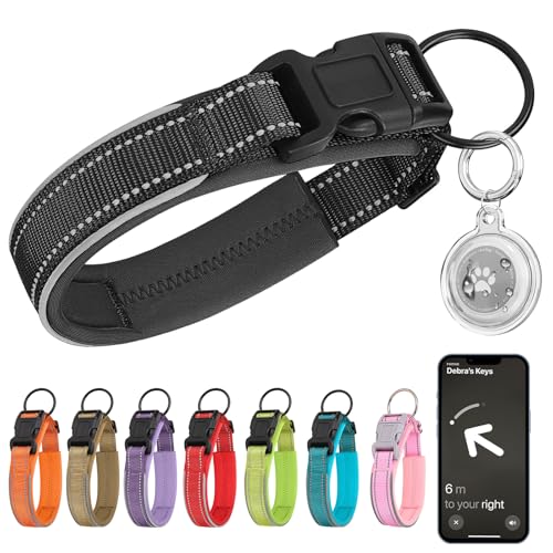 Ledeak Tactical Hundehalsband, Reflektierendes Hunde Halsband mit Hülle für Apple AirTag Anhänger, Verstellbares Welpenhalsband, Nylon Hundehalsband für Große Mittelgroße Kleine Hunde (Schwarz, L) Ledeak Tactical Hundehalsband, Reflektierendes Hunde Halsband mit Hülle für Apple AirTag Anhänger, Verstellbares Welpenhalsband, Nylon Hundehalsband für Große Mittelgroße Kleine Hunde (Schwarz, L) von Ledeak