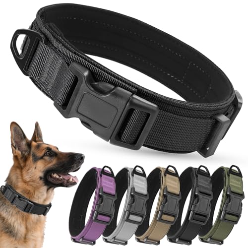 Ledeak Taktisches Hundehalsband, Verstellbares Polypropylen Nylon Hunde Halsband mit Sicherheitsschnalle, Gepolstert Weich Hundehalsbander, Tactical Dog Collar für Mittlere Große Hunde (Schwarz, XL) Ledeak Taktisches Hundehalsband, Verstellbares Polypropylen Nylon Hunde Halsband mit Sicherheitsschnalle, Gepolstert Weich Hundehalsbander, Tactical Dog Collar für Mittlere Große Hunde (Schwarz, XL) von Ledeak
