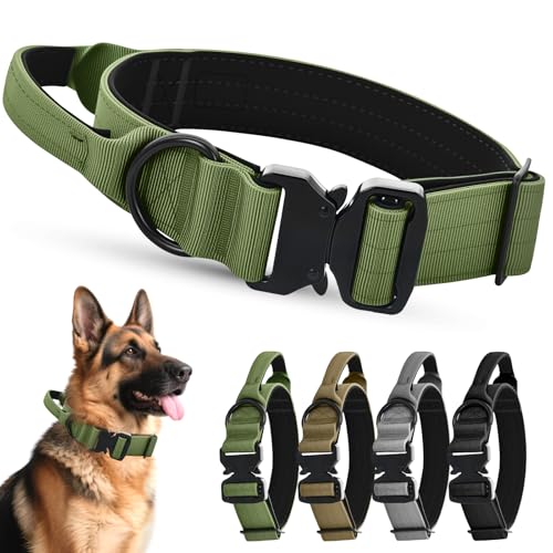 Ledeak Taktisches Hundehalsband mit Griff, Weich Gepolstert Verstellbares Hunde Halsband mit Robustem Adlerverschluss aus Metall, Polypropylen Tactical Dog Collar für Mittlere Große Hunde (Grün, L) Ledeak Taktisches Hundehalsband mit Griff, Weich Gepolstert Verstellbares Hunde Halsband mit Robustem Adlerverschluss aus Metall, Polypropylen Tactical Dog Collar für Mittlere Große Hunde (Grün, L) von Ledeak