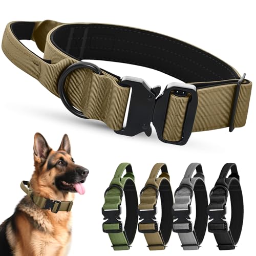 Ledeak Taktisches Hundehalsband mit Griff, Weich Gepolstert Verstellbares Hunde Halsband mit Robustem Adlerverschluss aus Metall, Polypropylen Tactical Dog Collar für Mittlere Große Hunde (Khaki, M) Ledeak Taktisches Hundehalsband mit Griff, Weich Gepolstert Verstellbares Hunde Halsband mit Robustem Adlerverschluss aus Metall, Polypropylen Tactical Dog Collar für Mittlere Große Hunde (Khaki, M) von Ledeak