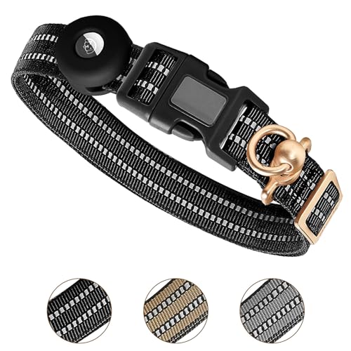 Ledeak Taktisches Hundehalsband mit Silikon Schutz Hülle für AirTag, Reflektierendes Wasserdicht Verstellbare Nylon Gepolstert Hunde Halsbänder, Hundehalsband für Mittlere Große Hunde (Schwarz, M) Ledeak Taktisches Hundehalsband mit Silikon Schutz Hülle für AirTag, Reflektierendes Wasserdicht Verstellbare Nylon Gepolstert Hunde Halsbänder, Hundehalsband für Mittlere Große Hunde (Schwarz, M) von Ledeak