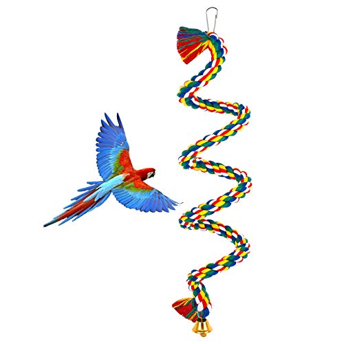 Papagei Kletterseil Vogel Baumwolle Schaukel Papagei Spielzeug Vogel Barsch Seil Bungee Seil mit Glocke für Vögel Wellensittiche Sittiche von Ledoo